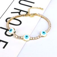 Simple Style Round Eye Copper Gold Plated Zircon Bracelets 1 Piece main image 3