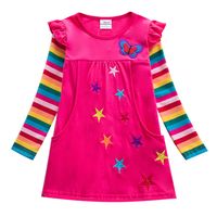 Fashion Star Stripe Patchwork Cotton Girls Dresses main image 6