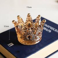 Fashion Geometric Necklace Ring Storage Dish Glass Relief Candlestick Crown Gold Small Ornaments sku image 4