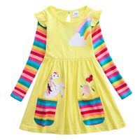 Fashion Rainbow Unicorn Printing 100% Cotton Girls Dresses main image 2