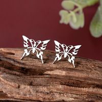Simple Style Butterfly Stainless Steel Hollow Out Ear Studs 1 Pair main image 1