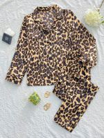 Women's Fashion Leopard Imitated Silk Polyester Pants Sets main image 3