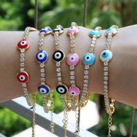 Simple Style Round Eye Copper Gold Plated Zircon Bracelets 1 Piece main image 2