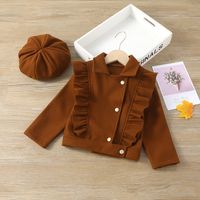 Solid Color Woolen Girls Outerwear main image 5
