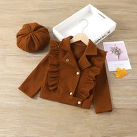 Solid Color Woolen Girls Outerwear sku image 2