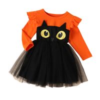 Halloween Princess Cat Printing Cotton Girls Dresses sku image 8