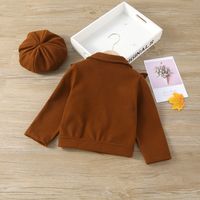 Solid Color Woolen Girls Outerwear main image 3