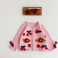 Fashion Flower Button 100% Cotton Girls Outerwear main image 6