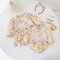 Princess Flower Printing 100% Cotton Baby Rompers main image 1