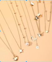 New Creative Simple Fashion Temperament Jewelry Moon Star Necklace 6 Piece Set sku image 1