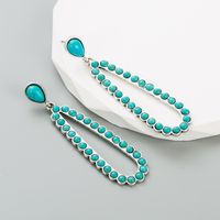 Retro Water Droplets Alloy Inlay Turquoise Women's Drop Earrings 1 Pair main image 6
