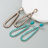 Retro Water Droplets Alloy Inlay Turquoise Women's Drop Earrings 1 Pair main image 8