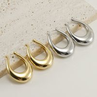 1 Pair Simple Style U Shape Polishing Stainless Steel Hoop Earrings main image 1