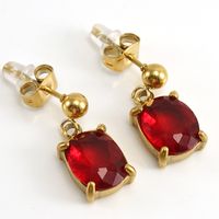 Fashion Oval Stainless Steel Inlay Zircon Drop Earrings 1 Pair main image 5