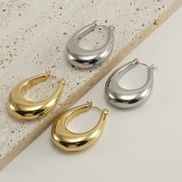 1 Pair Simple Style U Shape Polishing Stainless Steel Hoop Earrings main image 4