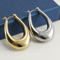 1 Pair Simple Style U Shape Polishing Stainless Steel Hoop Earrings main image 3