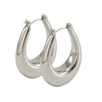 1 Paire Style Simple Forme En U Polissage Acier Inoxydable Boucles D'oreilles Cerceau sku image 1