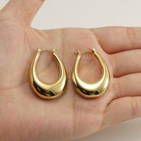 1 Pair Simple Style U Shape Polishing Stainless Steel Hoop Earrings main image 2