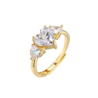 Sweet Heart Shape Copper Plating Inlay Zircon Open Ring 1 Piece sku image 6