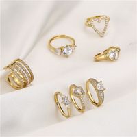 Sweet Heart Shape Copper Plating Inlay Zircon Open Ring 1 Piece main image 6