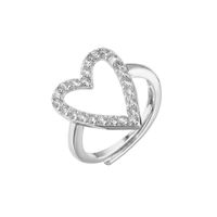 Sweet Heart Shape Copper Plating Inlay Zircon Open Ring 1 Piece sku image 9