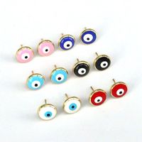Fashion Round Eye Copper Enamel Gold Plated Ear Studs 1 Pair main image 8