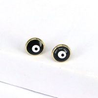 Fashion Round Eye Copper Enamel Gold Plated Ear Studs 1 Pair main image 5