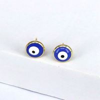 Fashion Round Eye Copper Enamel Gold Plated Ear Studs 1 Pair main image 6