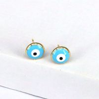 Fashion Round Eye Copper Enamel Gold Plated Ear Studs 1 Pair main image 4
