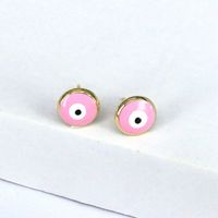 Fashion Round Eye Copper Enamel Gold Plated Ear Studs 1 Pair main image 3