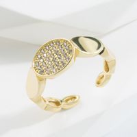 Mode Geometrisch Kupfer Vergoldet Zirkon Offener Ring sku image 1