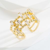 Mode Geometrisch Kupfer Vergoldet Zirkon Offener Ring sku image 2