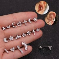 Fashion Star Heart Shape Copper Plating Inlay Zircon Ear Studs 1 Piece main image 1