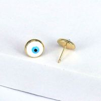 Fashion Round Eye Copper Enamel Gold Plated Ear Studs 1 Pair sku image 2