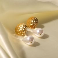 Retro Geometric Stainless Steel Pearl Drop Earrings 1 Pair main image 2