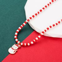 Fashion Snowman Beaded Alloy Enamel Women's Pendant Necklace 1 Piece sku image 1