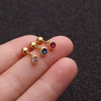 Simple Style Round Copper Inlay Zircon Ear Studs 1 Piece main image 2