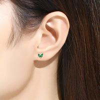 Simple Style Leaf Silver Plating Inlay Zircon Ear Studs 1 Pair main image 4