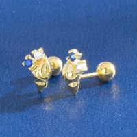 Simple Style Starfish Silver Plating Inlay Rhinestones Shell Ear Studs 1 Pair sku image 6