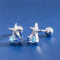 Simple Style Starfish Silver Plating Inlay Rhinestones Shell Ear Studs 1 Pair sku image 3