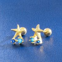 Simple Style Starfish Silver Plating Inlay Rhinestones Shell Ear Studs 1 Pair sku image 4
