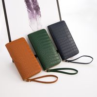 Women's Solid Color Crocodile Pu Leather Zipper Coin Purses main image 1