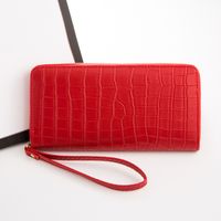 Women's Solid Color Crocodile Pu Leather Zipper Coin Purses main image 4