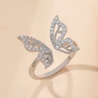 Fashion Butterfly Copper Inlay Zircon Open Ring 1 Piece main image 3