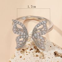 Fashion Butterfly Copper Inlay Zircon Open Ring 1 Piece main image 4