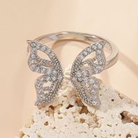 Fashion Butterfly Copper Inlay Zircon Open Ring 1 Piece main image 5