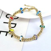 Fashion Heart Shape Eye Flower Glass Copper Beaded Bracelets 1 Piece main image 3