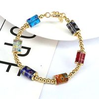 Fashion Heart Shape Eye Flower Glass Copper Beaded Bracelets 1 Piece main image 7