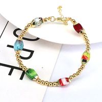 Fashion Heart Shape Eye Flower Glass Copper Beaded Bracelets 1 Piece sku image 3