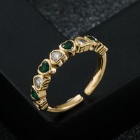 Copper-plated Gold Inlaid Zircon Women's Opening Adjustable Ring sku image 1